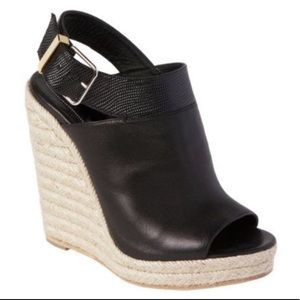 Balenciaga Black Leather Wedge Espradille